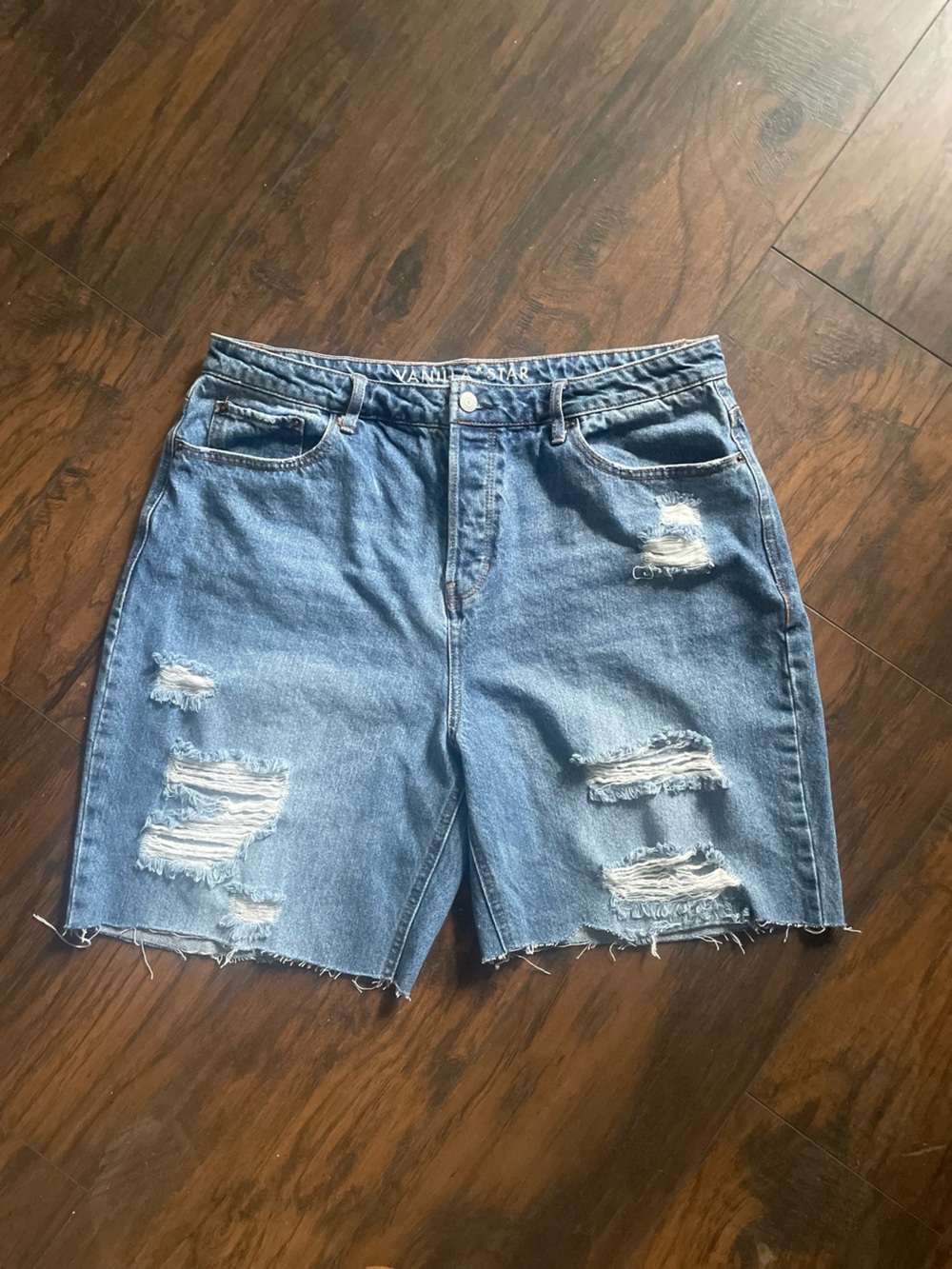 Vanilla Star Distressed Light Blue Denim Shorts